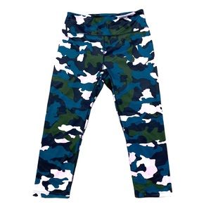 Fila Blue Green White Camo Cropped Leggings